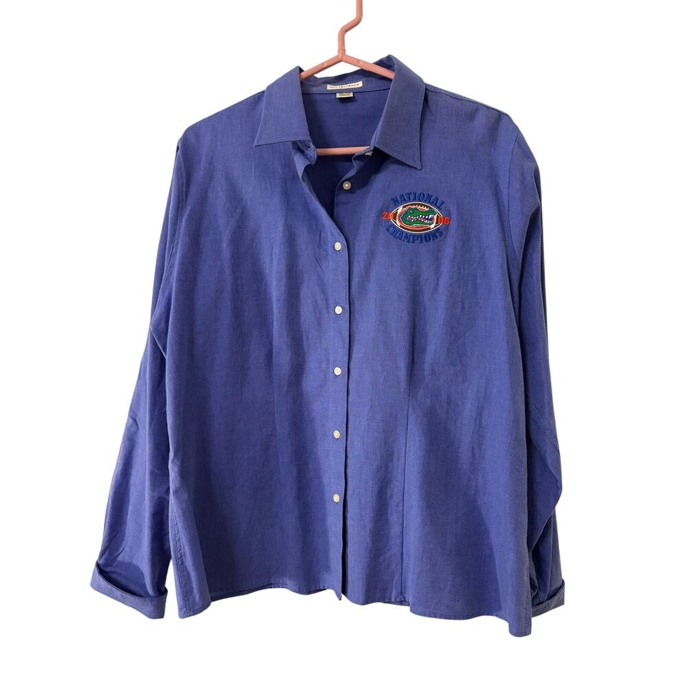 Cutter Buck Ladies Florida Gators 2006 National Champions Shirt XXL Blue Cotton